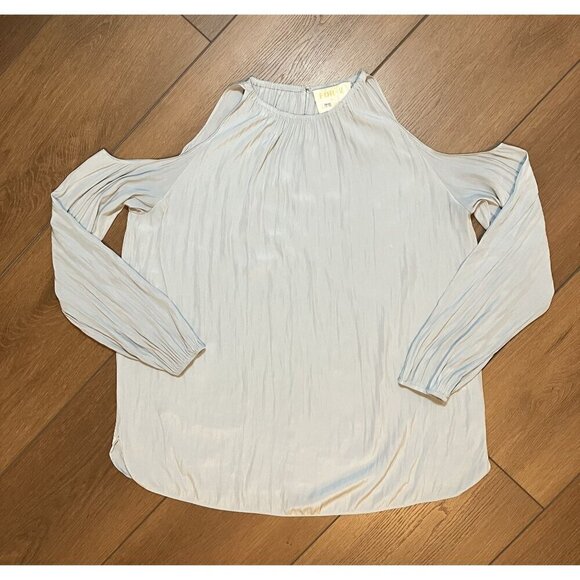 For 2 by Rami Brook Silver-Gray Longsleeve Cold-shoulder Maternity Blouse Size S - Picture 1 of 7